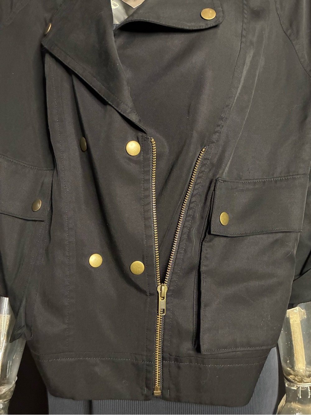 LOFT Black Lightweight Double-Breasted Jacket with Gold Buttons - Picture 2 of 8